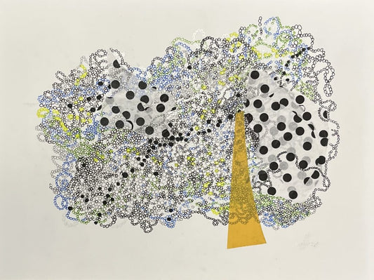 Weaving a thru line (black-and-white polkadots) by Anne Trauben