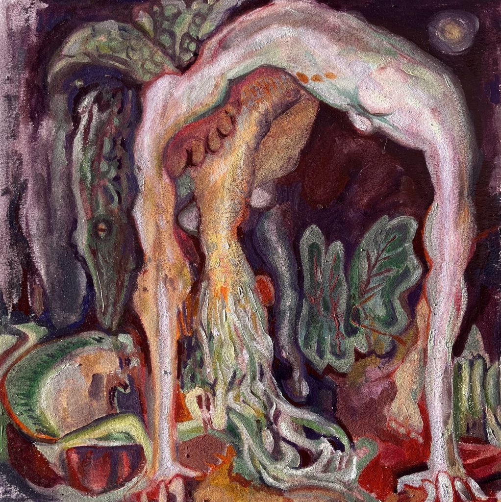 She giant with crocodile II by Laurie Fader