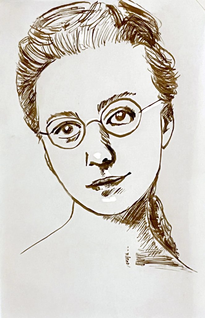 Study of Balladine in Brown Ink by Roman Kalinovski De Kalinova